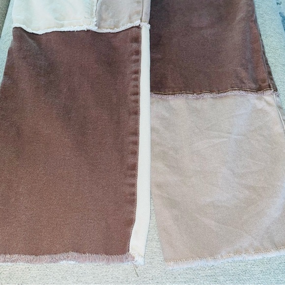 Hollister Brown Patchwork Ultra High Rise Dad Jean Straight Leg Size 5, 27 - Picture 6 of 11